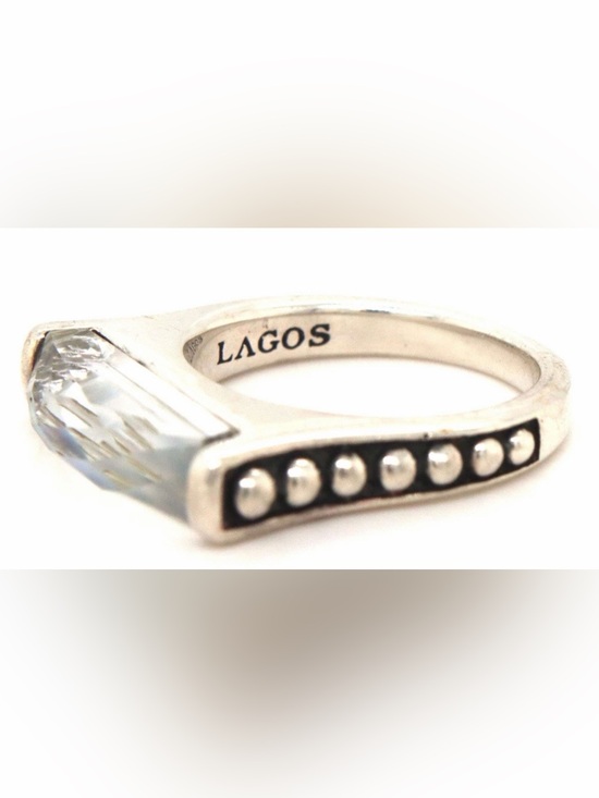 LAGOS Jewelry - LAGOS Sterling Silver Ring with Doublet Quartz Stackable. Size 7. 7.19 Grams.